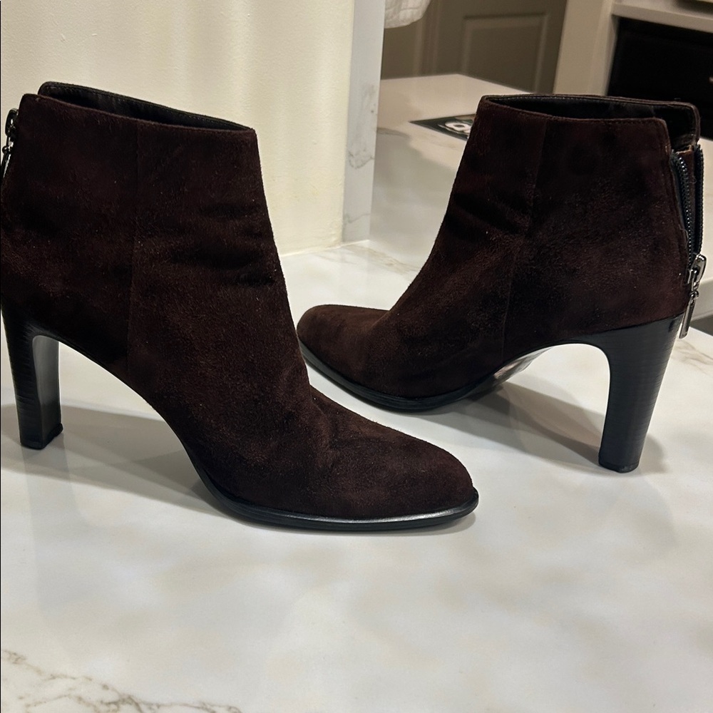 Nine West Dark Brown Suede Heeled Boots